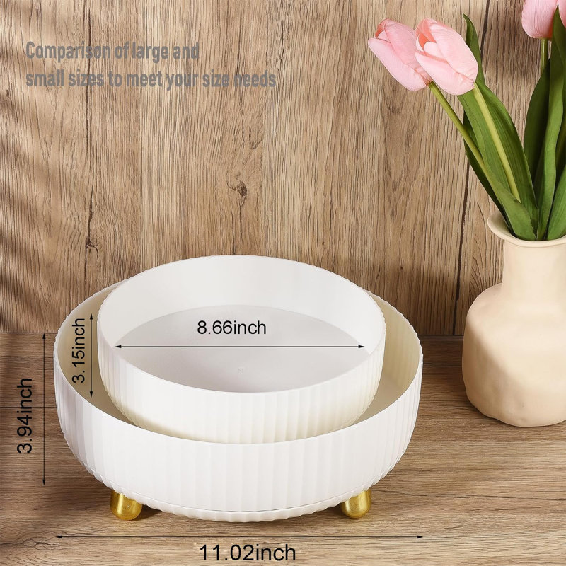 Rangement de produits cosmétiques pour commode, coiffeuse, comptoir de salle de bain, petit plateau ivoire à 360 degrés