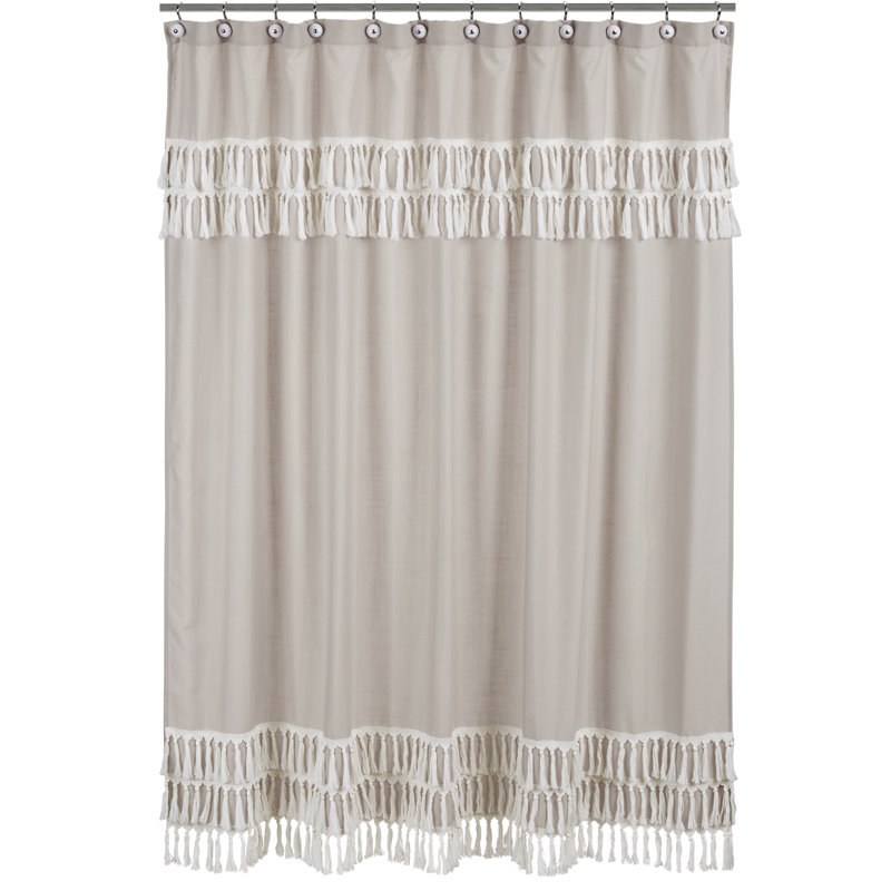Rideau de douche Boho, Taupe / ivoire