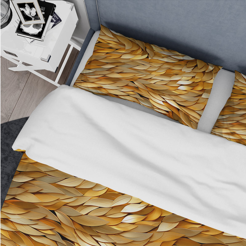 Écailles de poisson dorées - ensemble de housse de couette en marbre - polyester microfibre