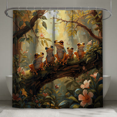 Rideaux de douche Frogs on Tree Branch
