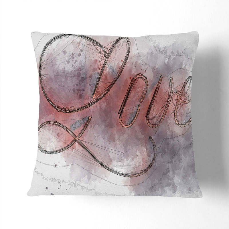 Love Sign Cushion with Filling, 55cm H x 55cm W x 20cm D, Black