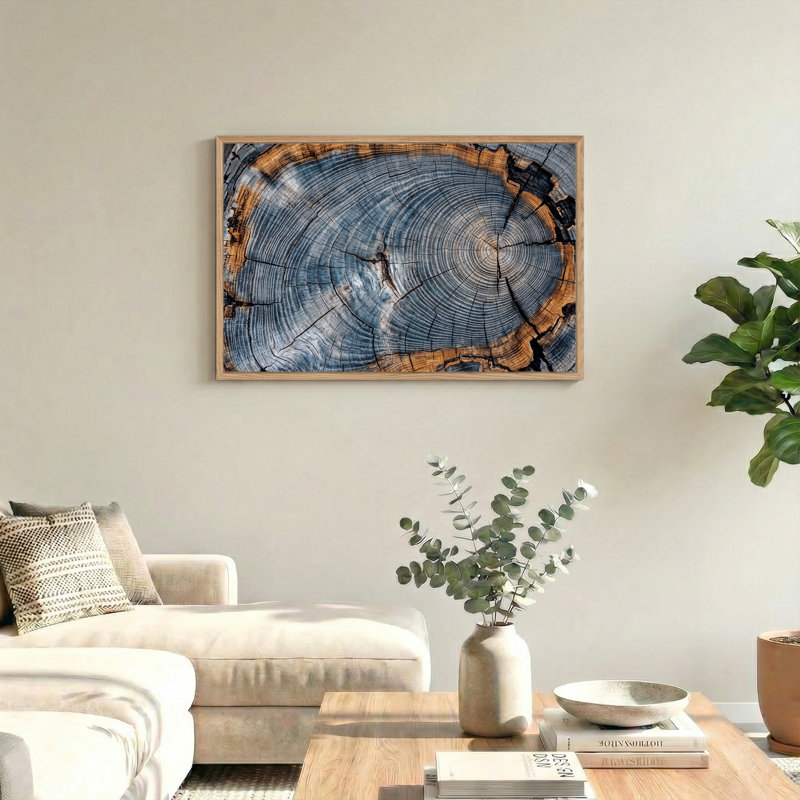 Art mural sur toile bleu et gris, 24"H x36"W