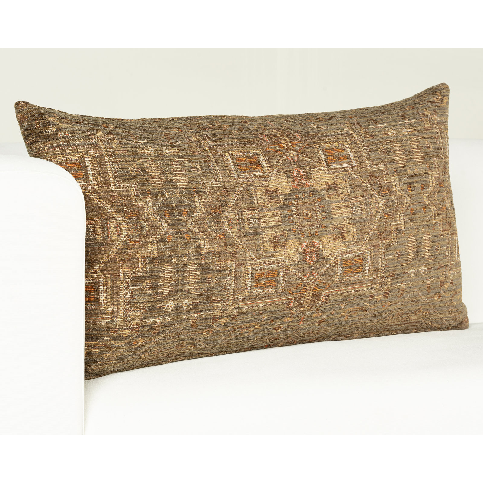 Olcott Throw Pillow, Feather, Zapatta Sage, Rectangle 12"H x 21"W