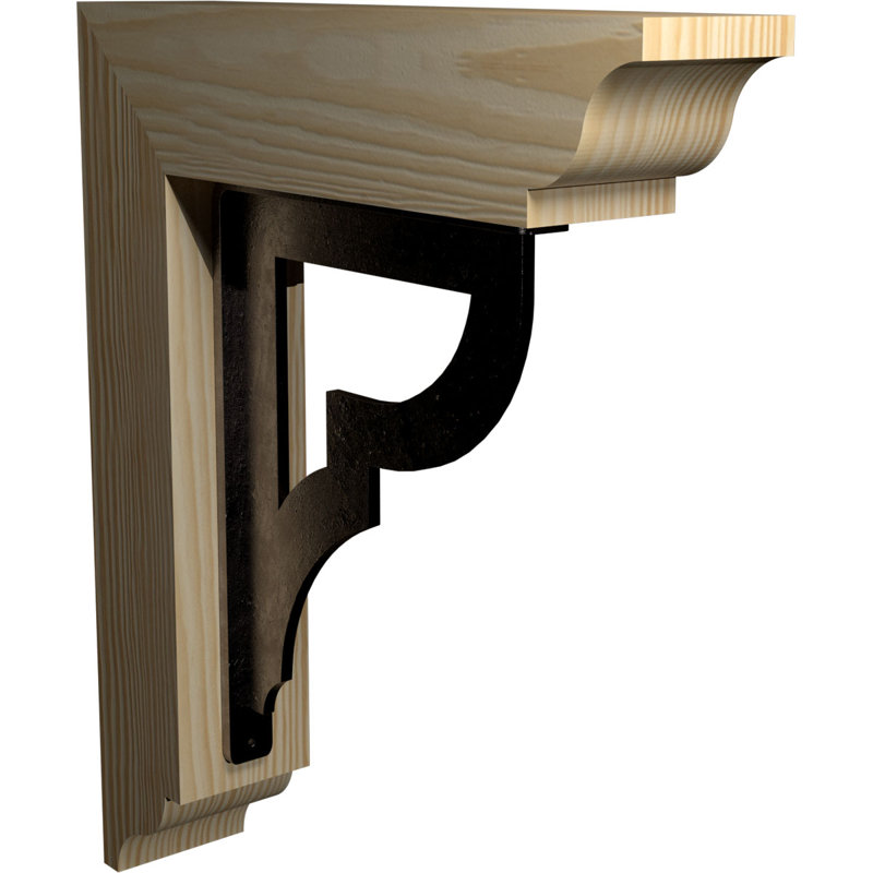 Support simple en fer Bradford 8 po, H 16 po x P 13 1/2 po, Sapin Douglas (l 4 po x P 4 po)