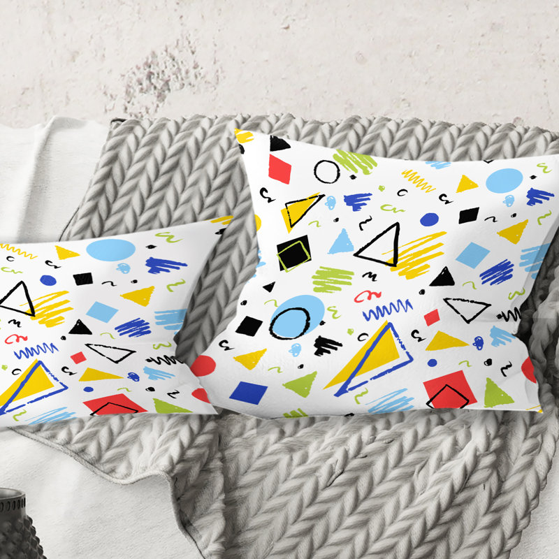 Coussin décoratif imprimé géométrique de conception rétro Mid-Century moderne géométrique III, 16 po x 1 po