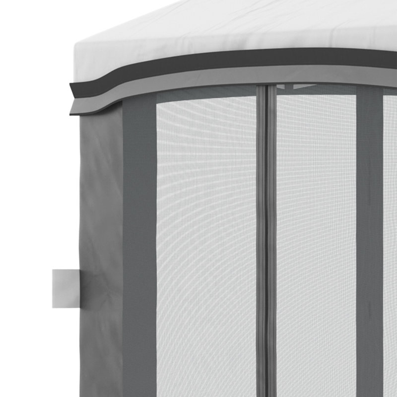 Tente à auvent escamotable avec filet Outsunny, Gris