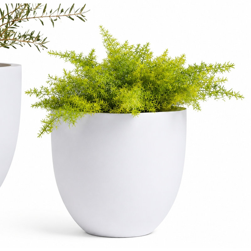 Dorlis Handmade Pot Planter, 12" H x 15" W x 15" D, White
