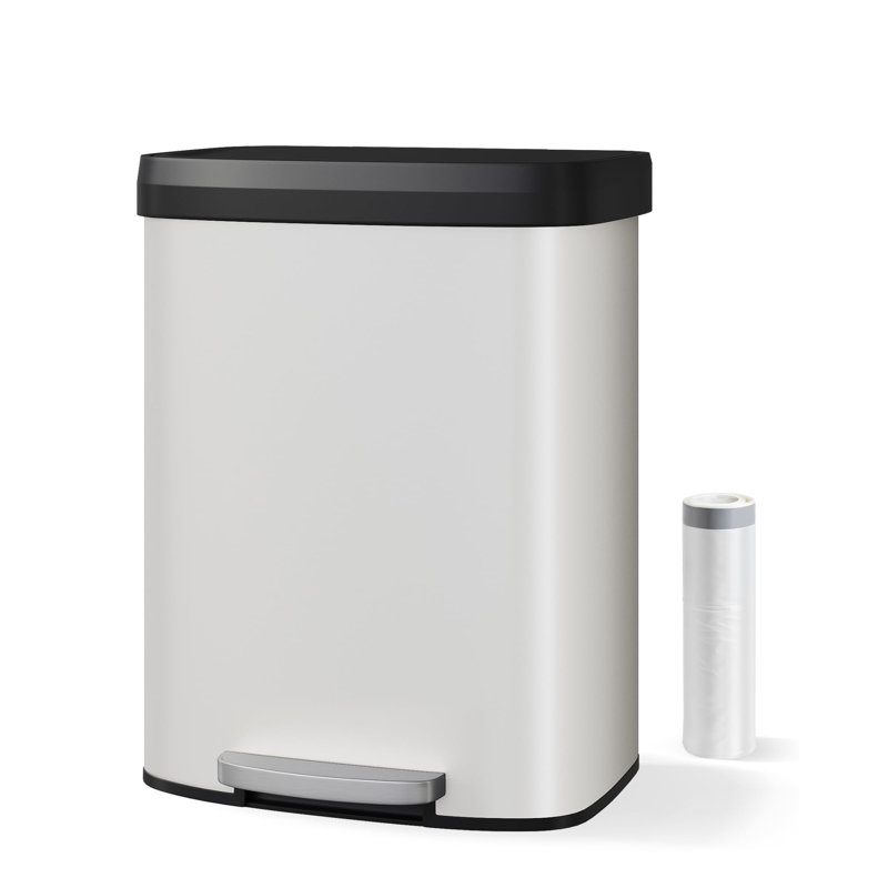Poubelle de cuisine 16 gallons en acier inoxydable, grande poubelle 60L avec couvercle à fermeture douce et pédale, argent