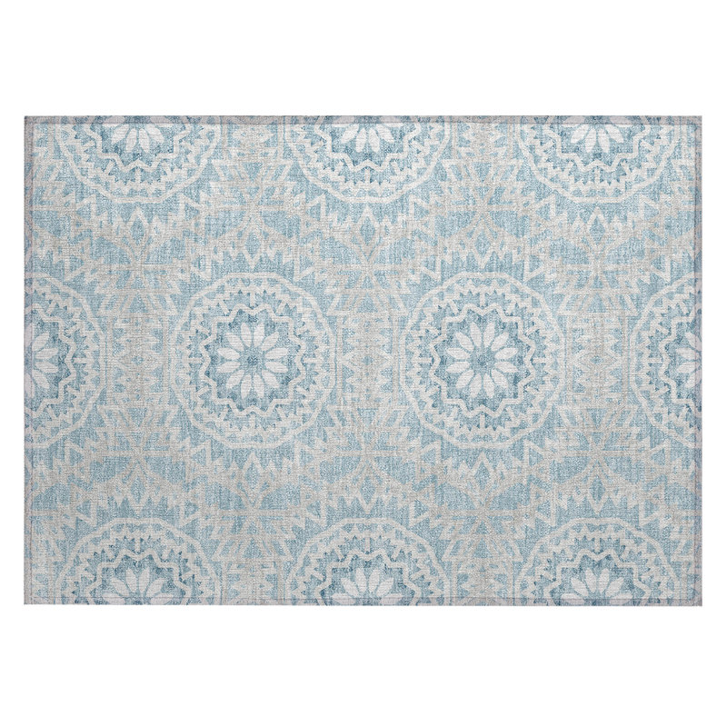 Khiron Washable Geometric Indoor / Outdoor Rug, Rectangle 1'8" x 2'6"