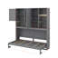 Lit escamotable mural simple avec armoire supérieure, tablettes et port USB-367678391