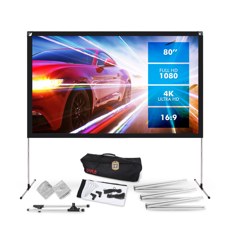 Écran de projection Pyle avec support - 80 16: 9 HD 4K Portable Pro