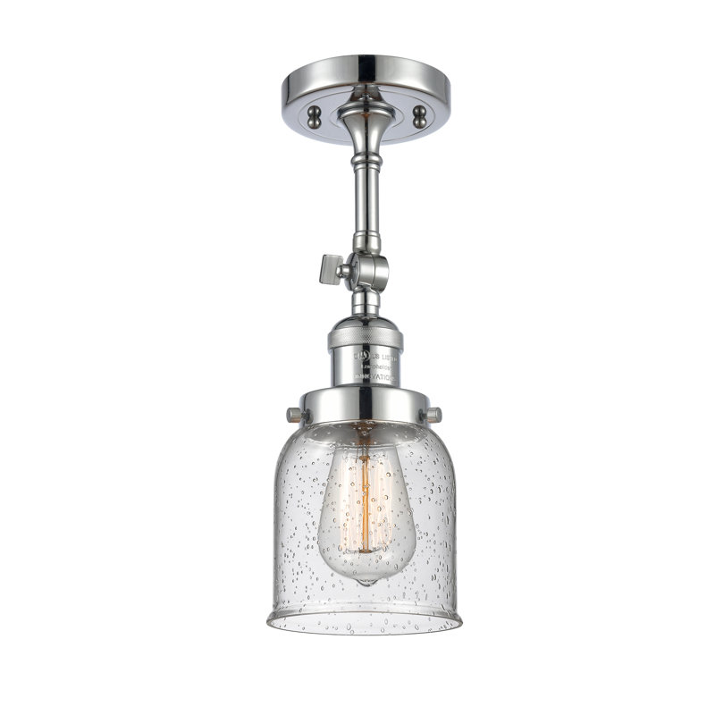 Applique murale 1 lumière 8 po Bell, Ampoule à DEL rétro de 6 watts, Grainé, Chrome poli