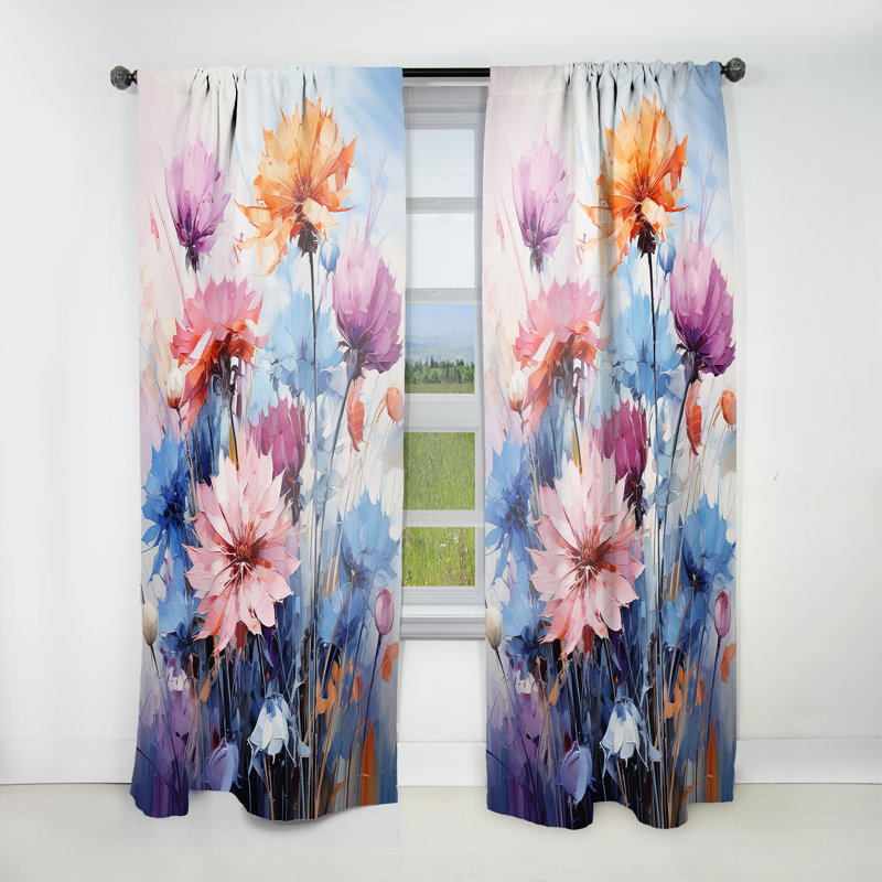 Cornflowers Representation Multicoloured Acrylic II - Cornflowers Room Darkening Curtain - 1 Panels, 52" W x 120" L