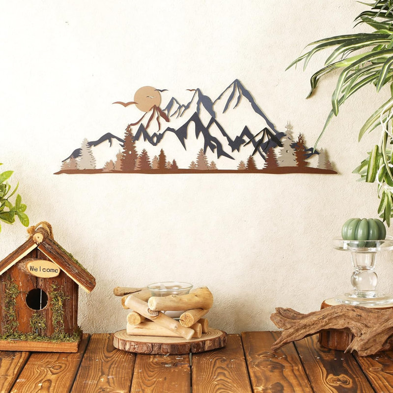 Sculpture murale en métal 15,75 "chaîne de montagnes rustique
