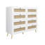 Commode contemporaine 8 tiroirs avec rotin