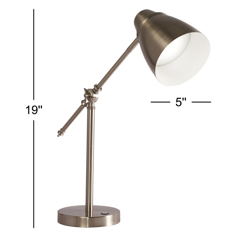 Wellness OttLite Harmonize LED Desk Lamp - 2.1A USB Charging Port, 3 Brightness Settings, Brushed Nickel