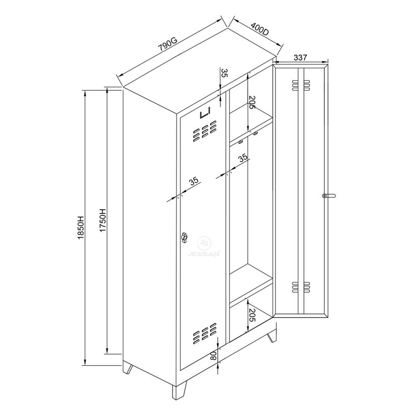 Armoire de rangement Locker, H 72,8 po x l 31,1 po x P 15,7 po, Orange