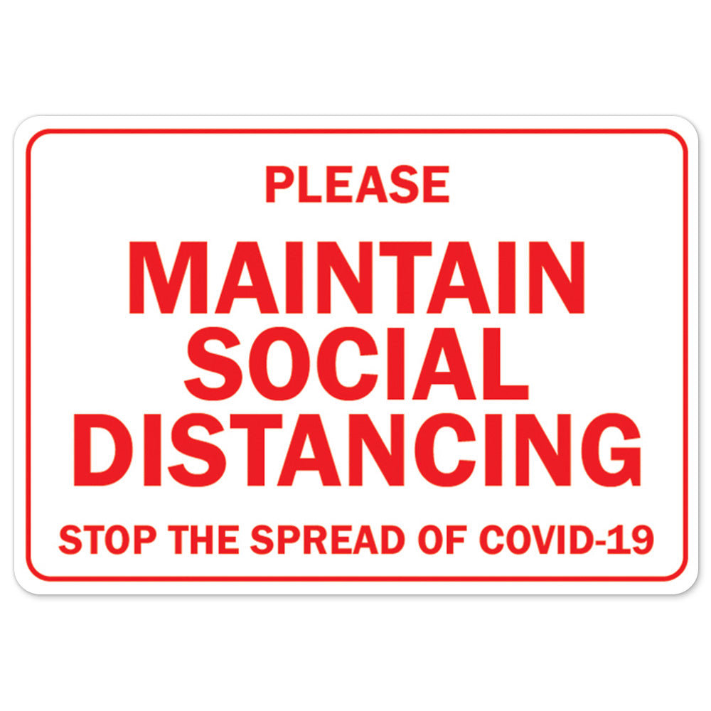 SignMission Please Maintain Social Distancing Aluminum Sign 12 x 18 ...