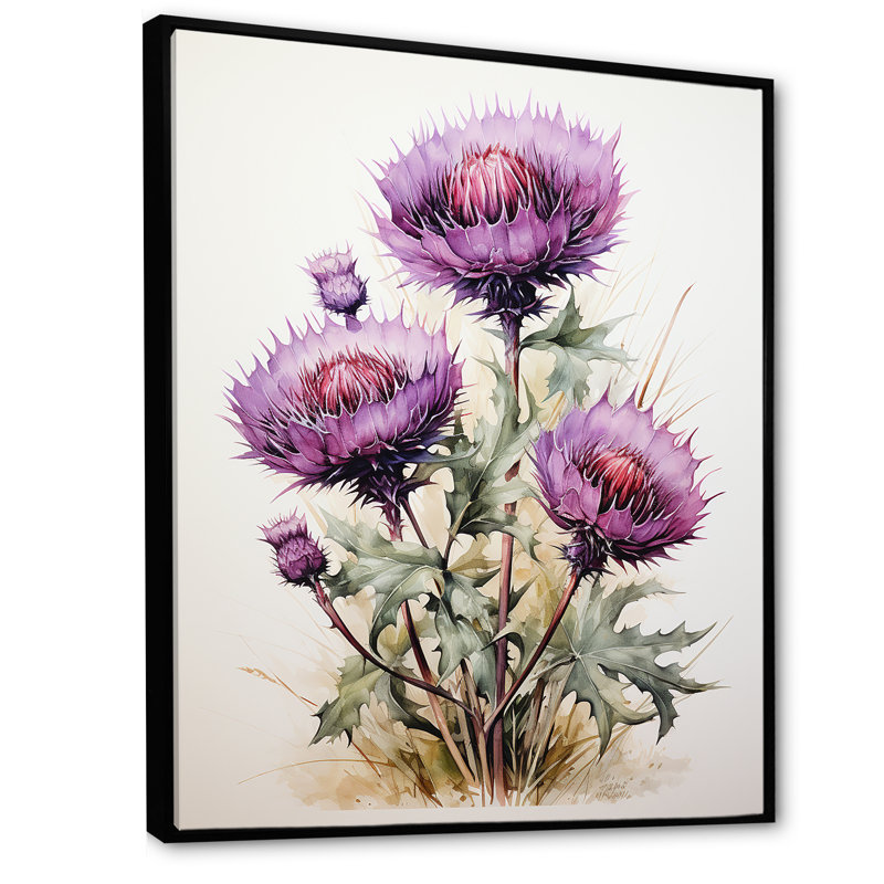 Enduro mauve élégance de fleur de chardon, Cadre flottant noir, H 44 po x l 34 po x P 1,5 po