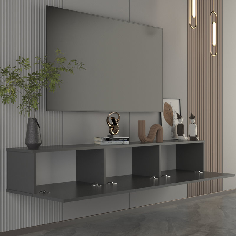 Hamman Modern 71" Floating TV Stand with Storage Wall-Mounted Media Console for TVs up to 80", Gray