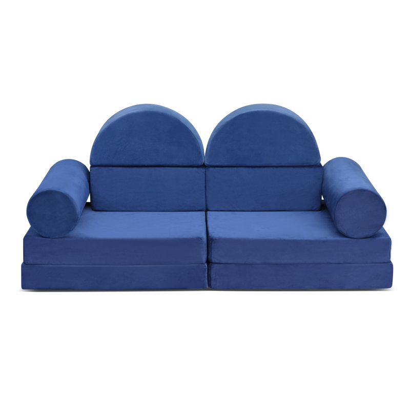 10-Piece Modular Kids Play Sofa For Playroom, Navy Blue