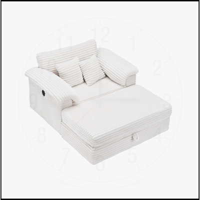 Ensemble de fauteuil et tabouret de rangement en velours côtelé de 47,24 pouces avec deux ports USB pour une assise et une organisation confortables