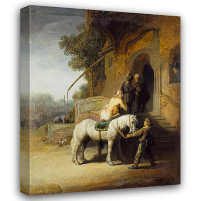 "The Good Samaritan" by  Rembrandt Van Rijn - Gallery Wrap Canvas Wall Art