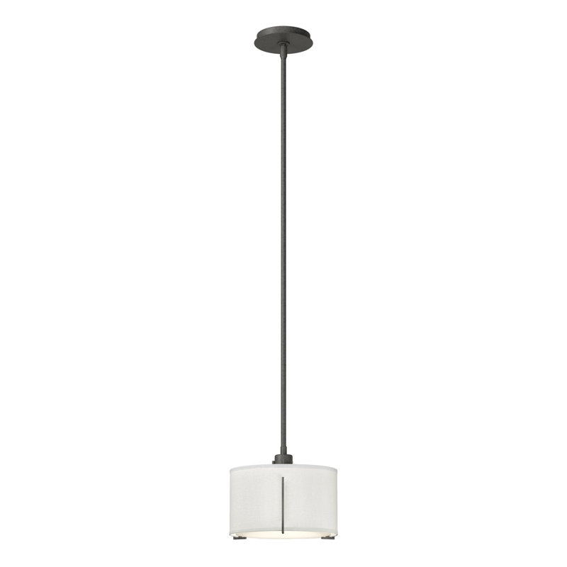 Exos 3 - Light Unique/Statement Drum Pendant, Natural Iron, Natural Anna Shade, Small
