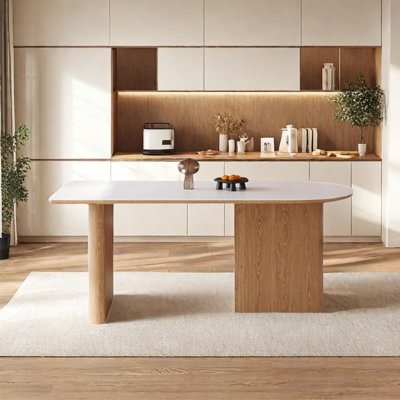 Modern solid wood base home dining table