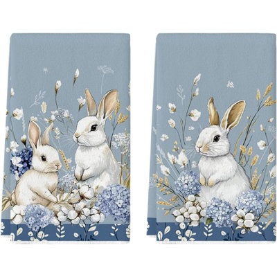 Ensemble de 2 serviettes de cuisine Bunny Hydrangea