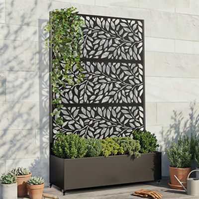 Lit de jardin surélevé en métal avec treillis, jardinière pour légumes et fleurs, boîte à fleurs en treillis pour plantes grimpantes et vignes, lit de jardin surélevé galvanisé