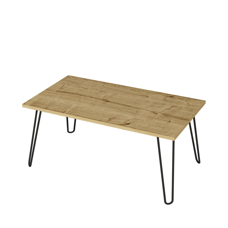 Coffee Table With Metal Legs, 46.8cm H x 90cm W x 50cm D, Oak