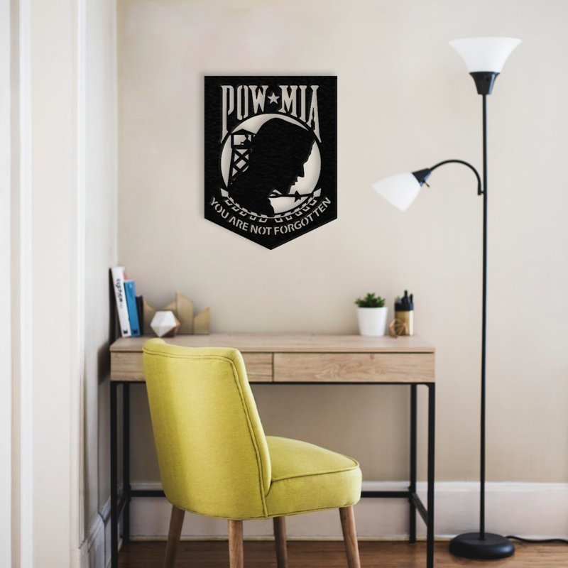 POW MIA Flag Wall Décor, 18" H x 14" W x 0.06" D, Silver