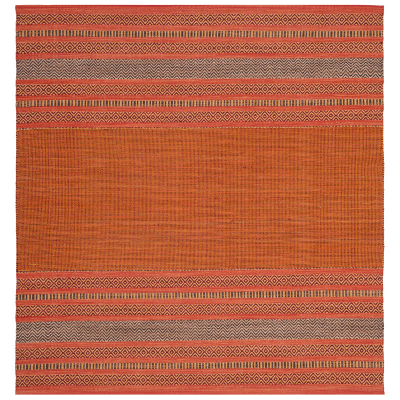 Bokara Hills Hand Woven Cotton Striped Rug, Square 6'