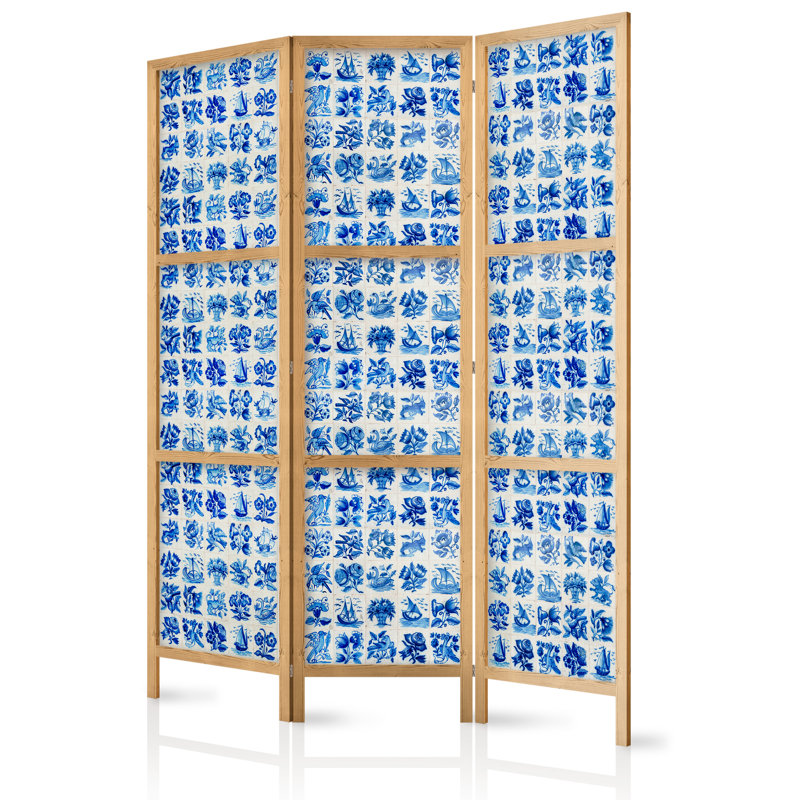 171cm H Solid Wood Folding Room Divider, 171cm H x 135cm W x 1.2cm D, 3