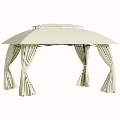 10' X 13' Patio Gazebo Canopy, Double Vented Roof, Steel Frame, Curtain Sidewalls, Outdoor Sun Shade Shelter For Garden, Lawn, Backyard, Deck