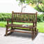 2 chaises berçantes de jardin avec bûche - robuste et confortable en noyer pour patio en bois