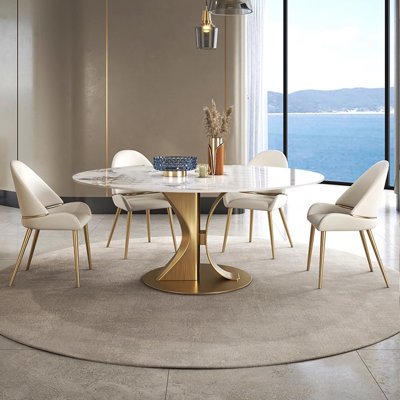 Light luxury modern simple round rock table