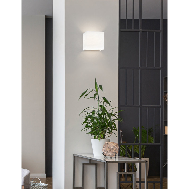 Textile - Marco LED ADA Cube Fabric Wall Sconce - White Linen, White Linen