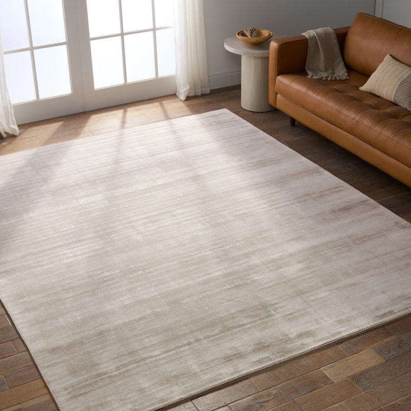 Tapis ivoire uni tissé à la main Yasmin, Rectangle 6 pi x 9 pi