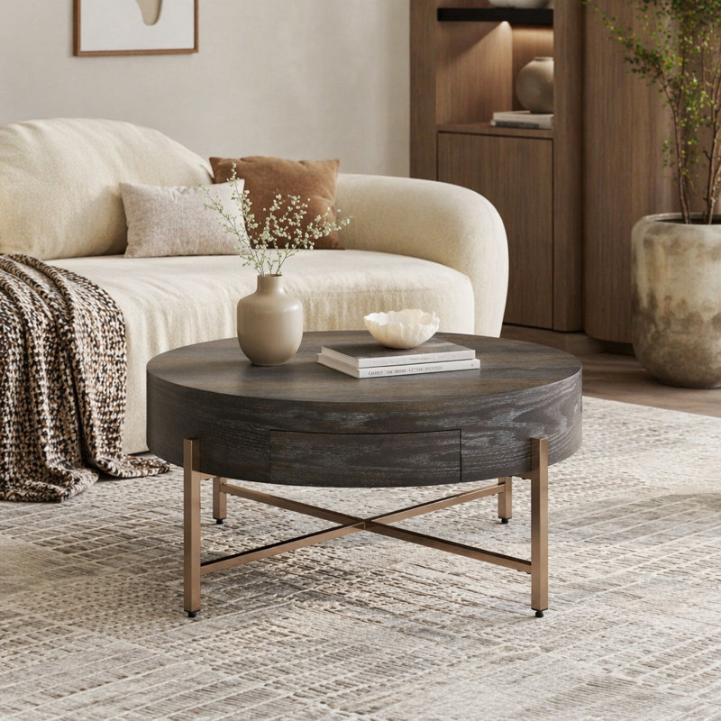 Table basse à 1 tiroir, 16.05" H x 23.25" W x 26.25" D, Brown