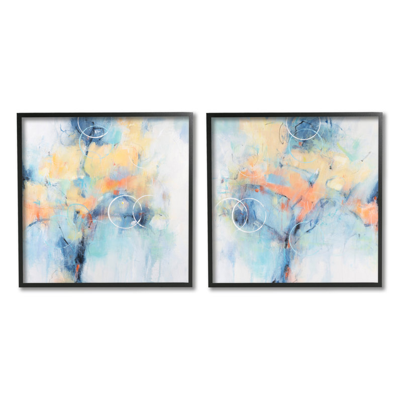 «Abstract Flower Blossoms Layered», Giclée encadrée noir minuit, L 17 po x H 17 po