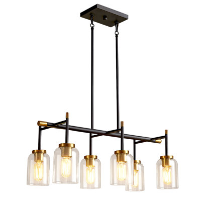 Modern Farmhouse 6-light Black Gold Chandelier
