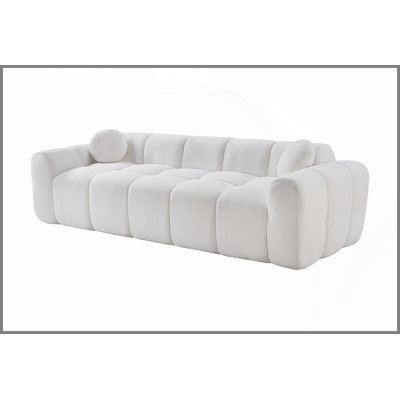Très grand canapé à compression 98,4 po, canapé en velours côtelé nuage pour le salon, canapé rembourré 4 places avec 2 coussins, emballage sous vide facile à déplacer pour les petits espaces, appartement, studio