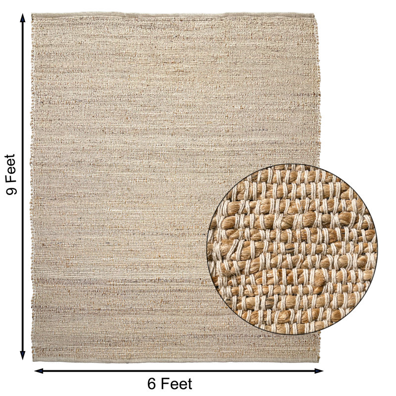 Tapis en jute Aleksei, Rectangle 6 pi x 9 pi, Beige
