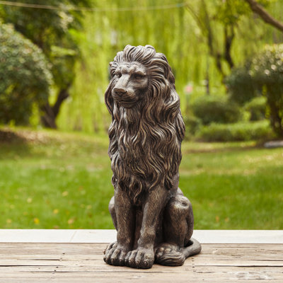 Statue de jardin lion IGO résistante aux intempéries Irizarry