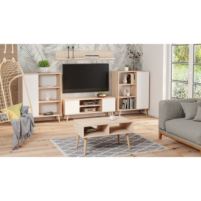 Verne TV Stand, Sonoma Oak/White