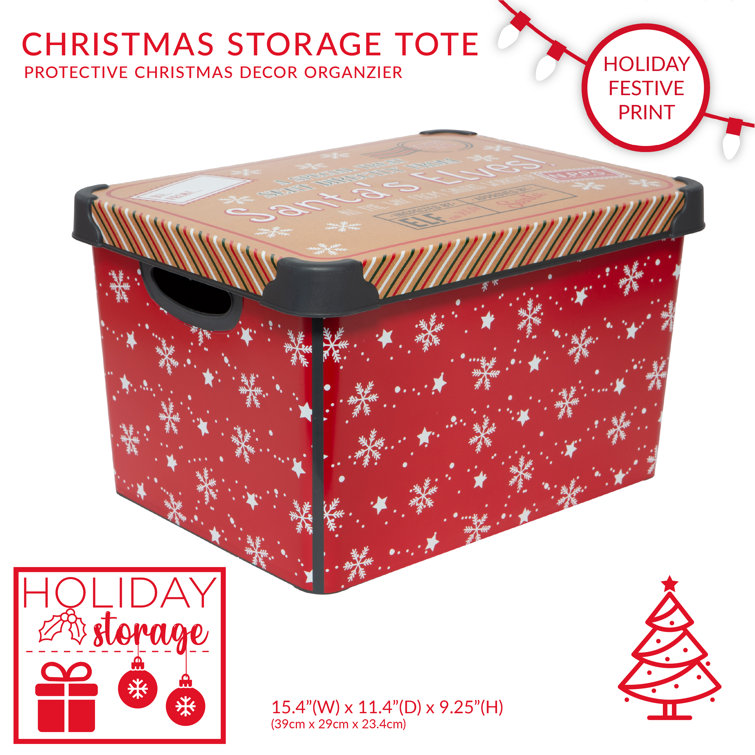 The Holiday Aisle Santa's Elves Design Plastic Storage Tote