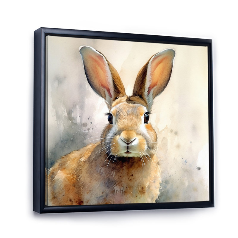 Sweet Rabbit II - Lapin, art mural, H 24 po x l 24 po x P 1 po, Cadre flottant noir