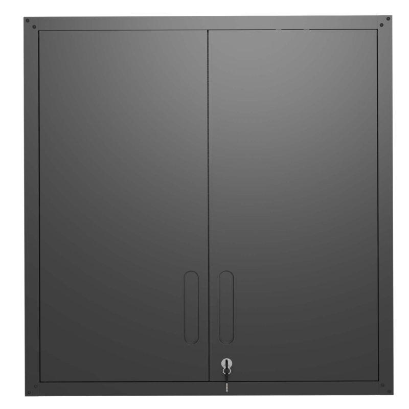 Durable Metal Wall-Mounted Tool Storage Cabinet with Locking Doors, Adjustable Shelf, and Open Drawer for Organized Garage or Office Use